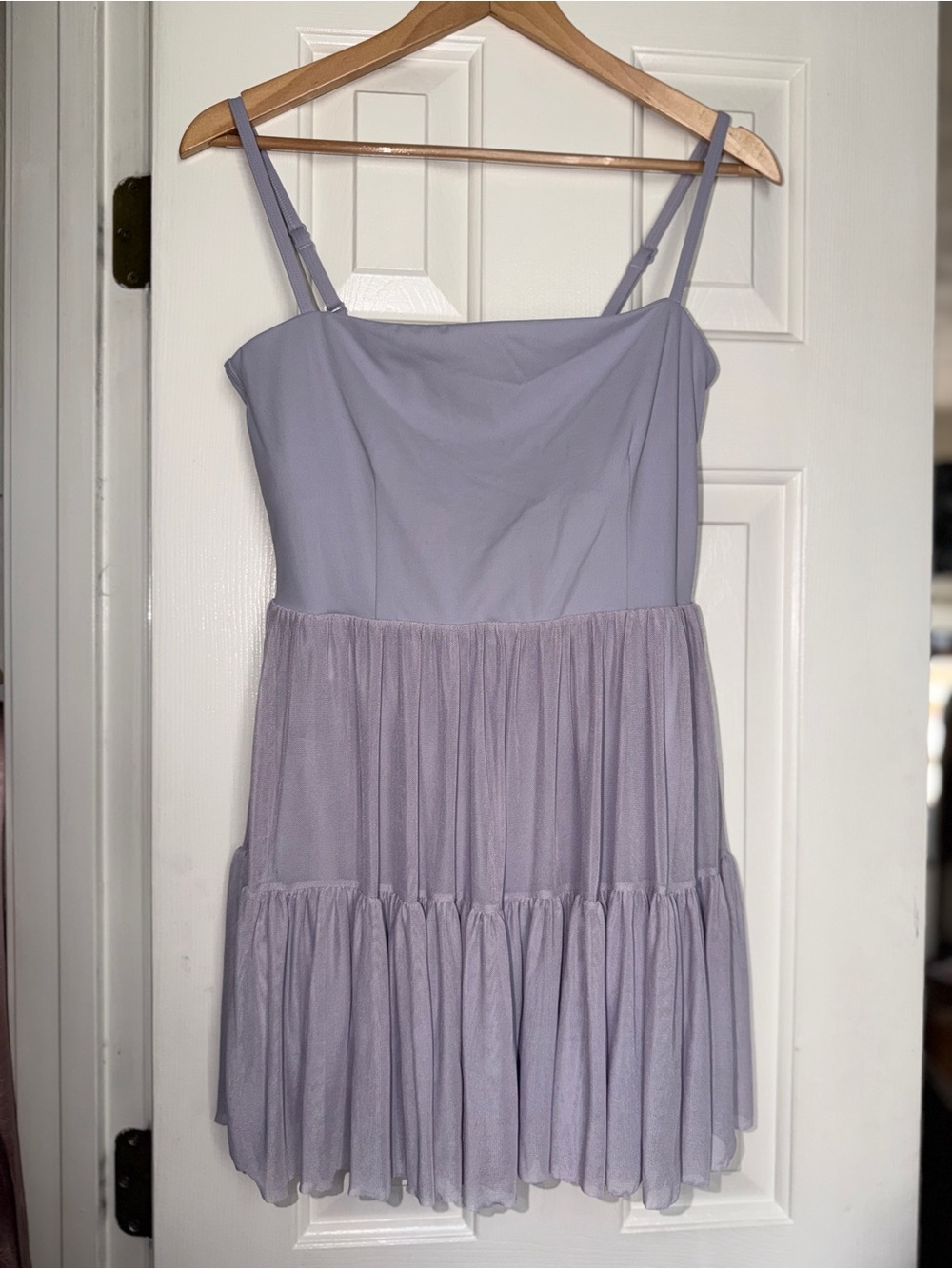 YogaLaties Lavender Tiered Spaghetti-Strap Dress - Women's. Sz L